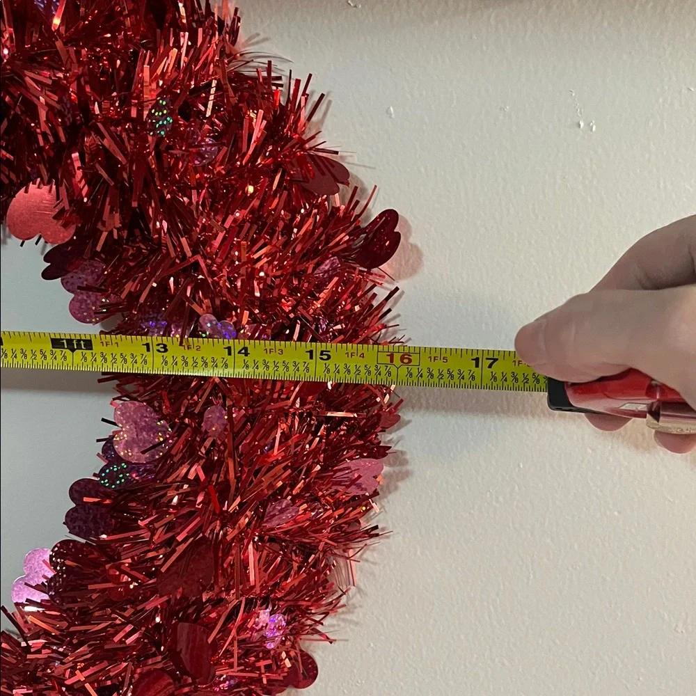 Festive Red Heart-Shaped Holiday Wreath